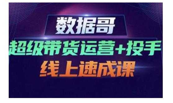 数据哥·超级带货运营 投手线上速成课，快速提升运营和熟悉学会投手技巧-网创客