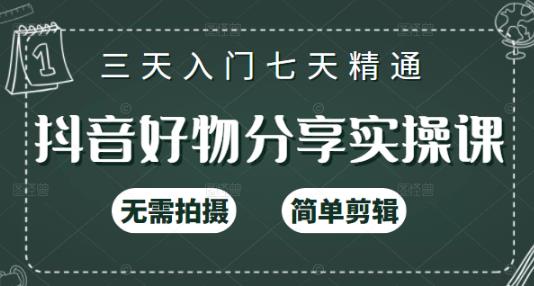 抖音好物分享实操课，无需拍摄，简单剪辑，短视频快速涨粉（125节视频课程）-网创客