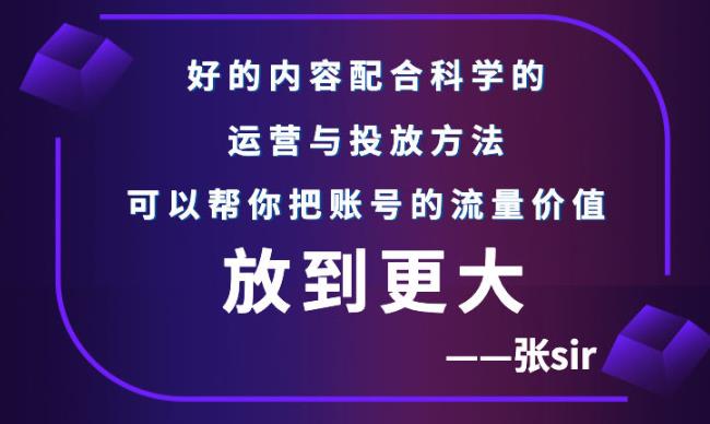 张sir账号流量增长课，告别海王流量，让你的流量更精准-网创客