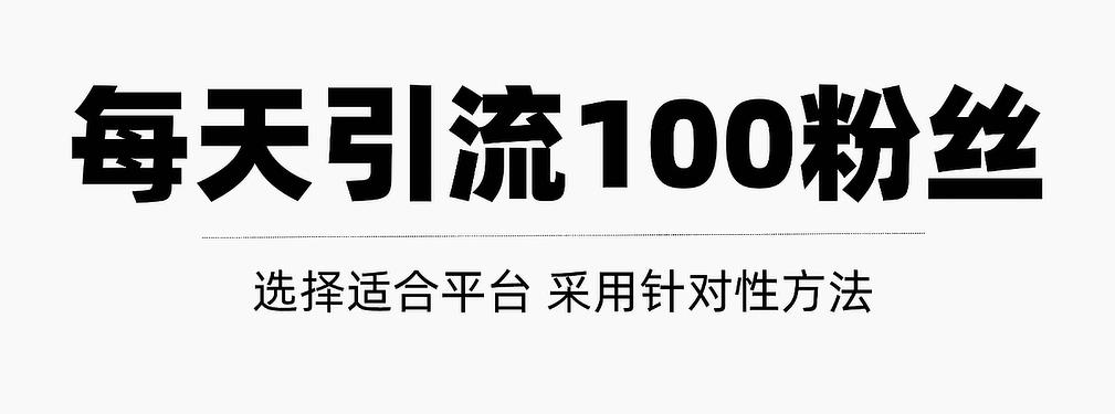 只需要做好这几步，就能让你每天轻松获得100 精准粉丝的方法！【视频教程】-网创客