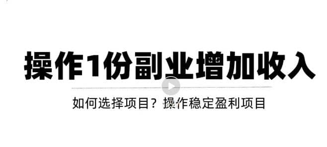 新手如何通过操作副业增加收入，从项目选择到玩法分享！【视频教程】-网创客