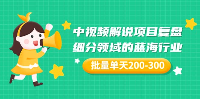 某付费文章：中视频解说项目复盘：细分领域的蓝海行业 批量单天200-300收益-网创客