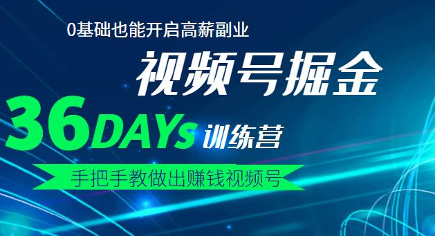 【视频号掘金营】36天手把手教做出赚钱视频号，0基础也能开启高薪副业-网创客