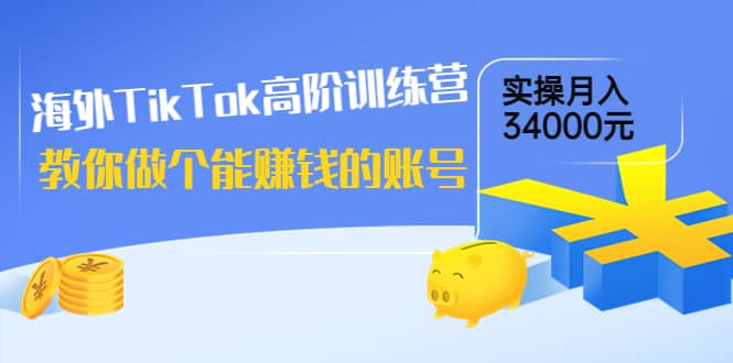 海外TikTok高阶训练营：教你做个能赚钱的账号，实操月入34000元！-网创客