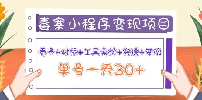 毒案小程序变现项目：养号 对标 工具素材 实操 变现-网创客