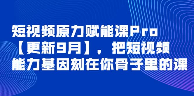 短视频原力赋能课Pro【更新9月】，把短视频能力基因刻在你骨子里的课-网创客