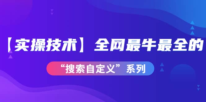 【实操技术】全网最牛最全的“搜索自定义”系列！价值698元-网创客