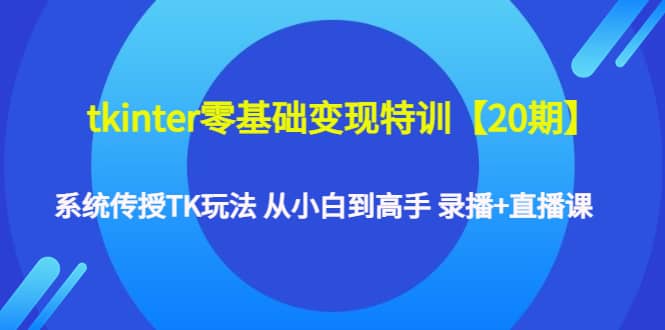 tkinter零基础变现特训【20期】系统传授TK玩法 从小白到高手 录播 直播课-网创客