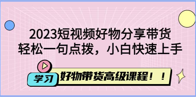 2023短视频好物分享带货，好物带货高级课程，轻松一句点拨，小白快速上手-网创客