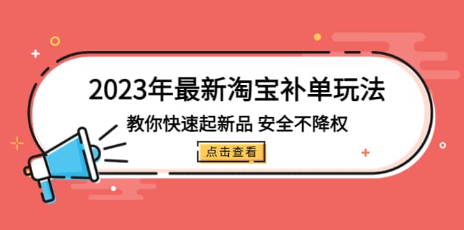 2023年最新淘宝补单玩法，教你快速起·新品，安全·不降权（18课时）-网创客