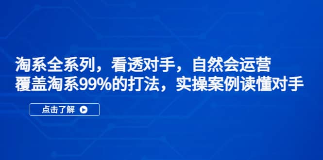 淘系全系列，看透对手，自然会运营，覆盖淘系99%·打法，实操案例读懂对手-网创客