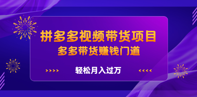 拼多多视频带货项目，多多带货赚钱门道 价值368元-网创客