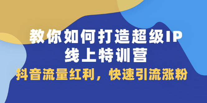 教你如何打造超级IP线上特训营，抖音流量红利新机遇-网创客