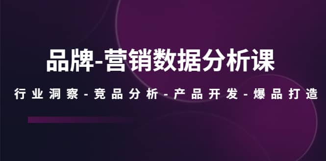 品牌-营销数据分析课，行业洞察-竞品分析-产品开发-爆品打造-宝贝POS网