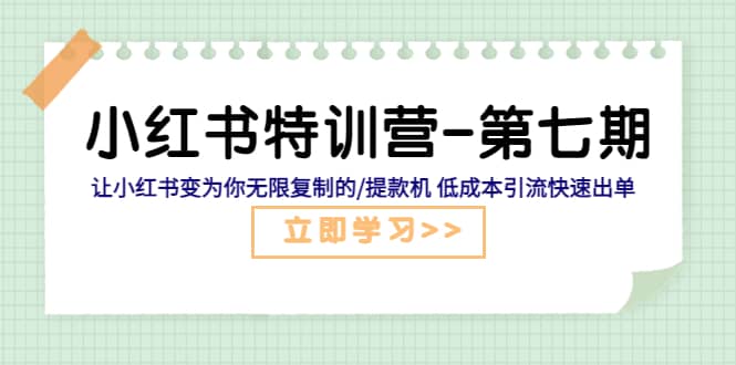 小红书特训营-第七期 让小红书变为你无限复制的/提款机 低成本引流快速出单-网创客