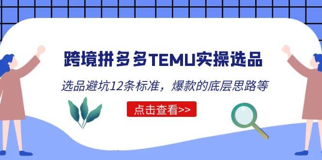 跨境拼多多TEMU实操选品运营方法，选品避坑12条标准，爆款的底层思路等-网创客