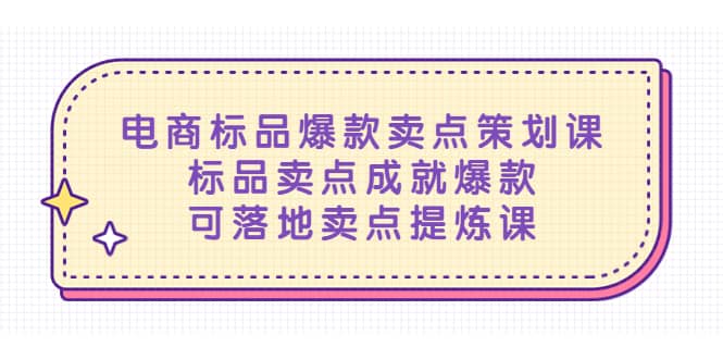 电商标品爆款卖点策划课，标品卖点成就爆款，可落地卖点提炼课-网创客