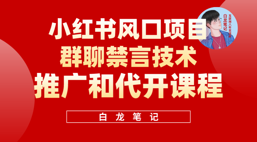 小红书风口项目日入300 ，小红书群聊禁言技术代开项目，适合新手操作-网创客