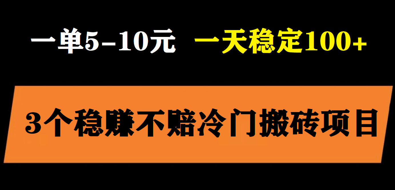 3个最新稳定的冷门搬砖项目，小白无脑照抄当日变现日入过百-网创客