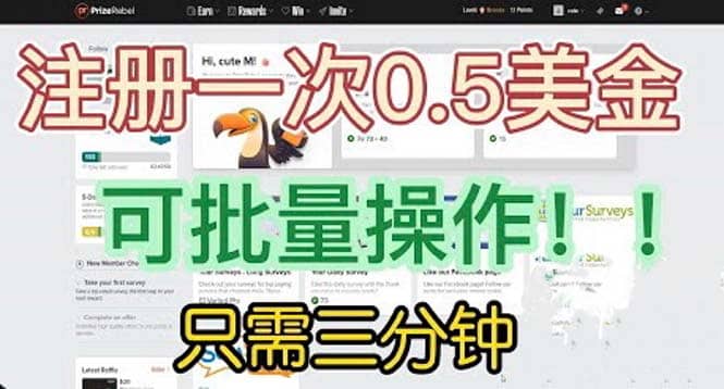 国外项目注册一次0.5美金 只需三分钟无脑操作 可批量放大 小白工作室福利-网创客