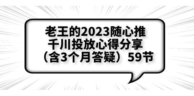 老王的2023随心推 千川投放心得分享（含3个月答疑）59节-宝贝POS网