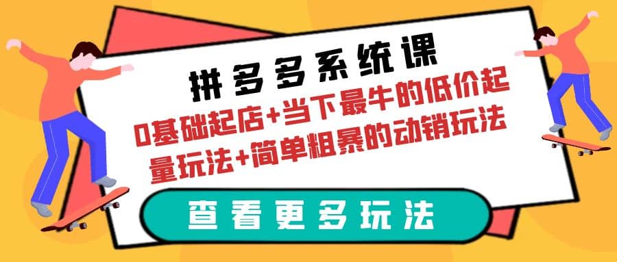 拼多多系统课：0基础起店 当下最牛的低价起量玩法 简单粗暴的动销玩法-网创客