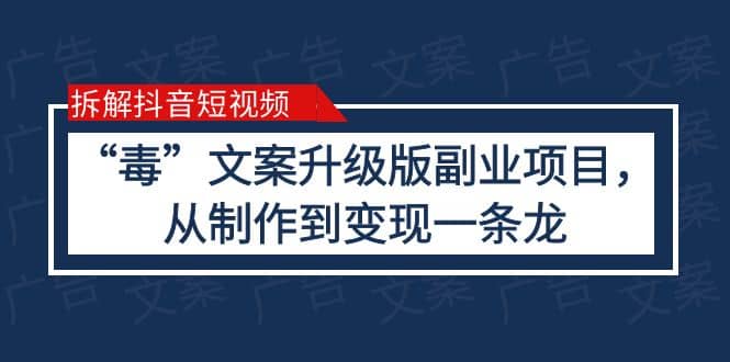 拆解抖音短视频：“毒”文案升级版副业项目，从制作到变现（教程 素材）-宝贝POS网