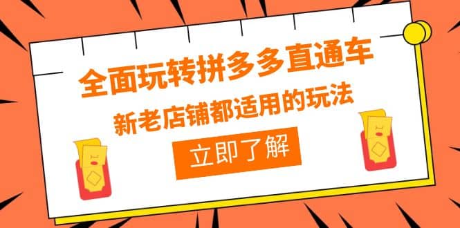 全面玩转拼多多直通车，新老店铺都适用的玩法（12节精华课）-宝贝POS网