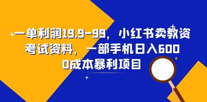 一单利润19.9-99，小红书卖教资考试资料，一部手机日入600（教程 资料）-宝贝POS网