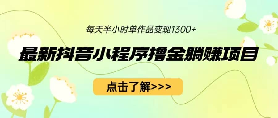 最新抖音小程序撸金躺赚项目，一部手机每天半小时，单个作品变现1300-网创客