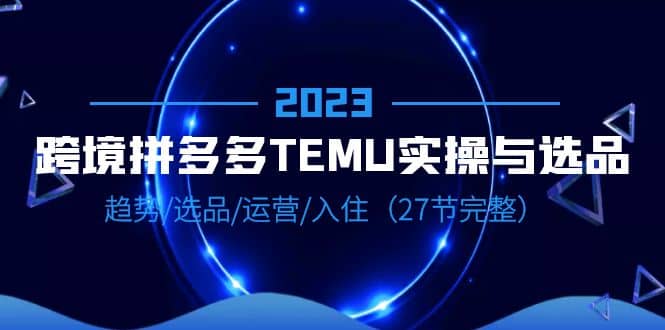 2023跨境·拼多多·TEMU实操与选品，趋势·选品·运营·入住（27节完整）-网创客