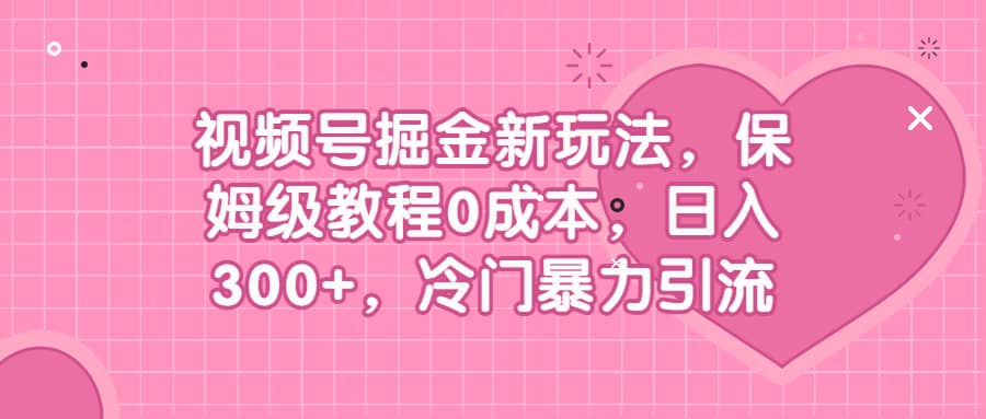 视频号掘金新玩法，保姆级教程0成本，日入300 ，冷门暴力引流-网创客