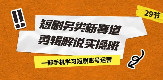 短剧另类新赛道剪辑解说实操班：一部手机学习短剧账号运营（29节 价值500）-宝贝POS网