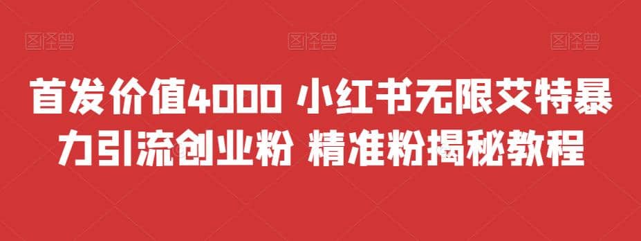 首发价值4000 小红书无限艾特暴力引流创业粉 精准粉揭秘教程-宝贝POS网