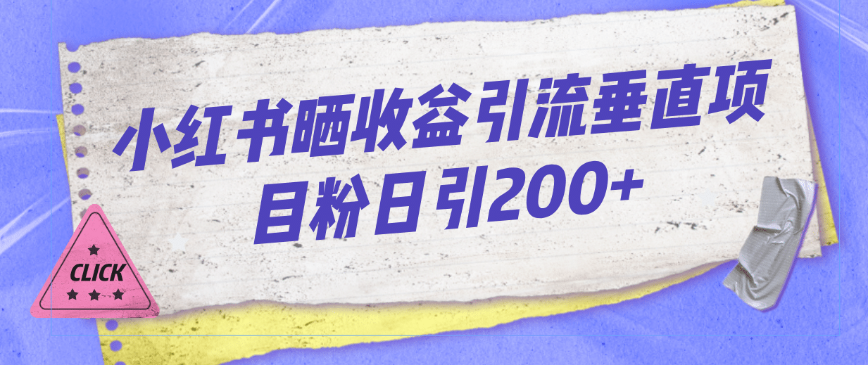 小红书晒收益图引流垂直项目粉日引200-网创客