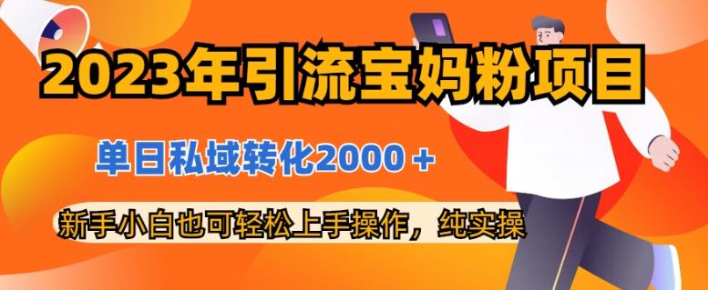 2023年引流宝妈粉项目，单日私域转化2000＋，新手小白也可轻松上手操作，纯实操-网创客