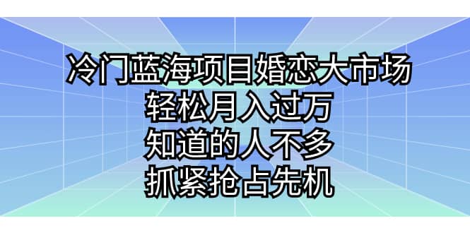 冷门蓝海项目婚恋大市场，轻松月入过万，知道的人不多，抓紧抢占先机-宝贝POS网