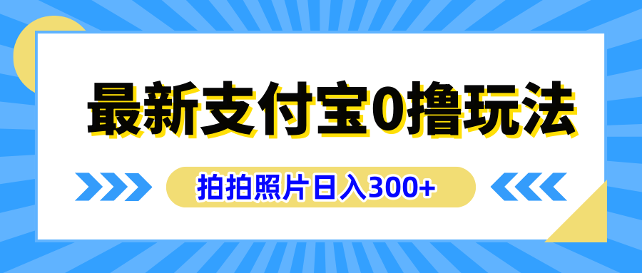 最新支付宝0撸玩法，拍照轻松赚收益，日入300+有手机就能做-网创客