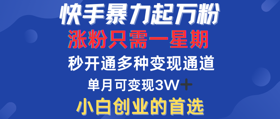 快手暴力起万粉，涨粉只需一星期！多种变现模式-网创客