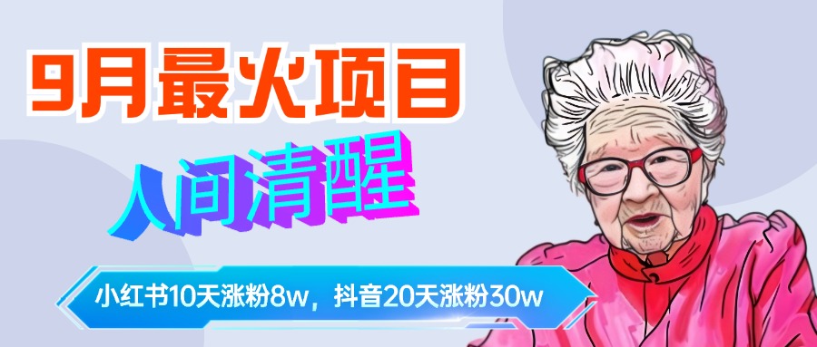 9月最火项目，人间清醒柒奶奶，10天小红薯涨粉8w+，单篇笔记报价1400.-网创客