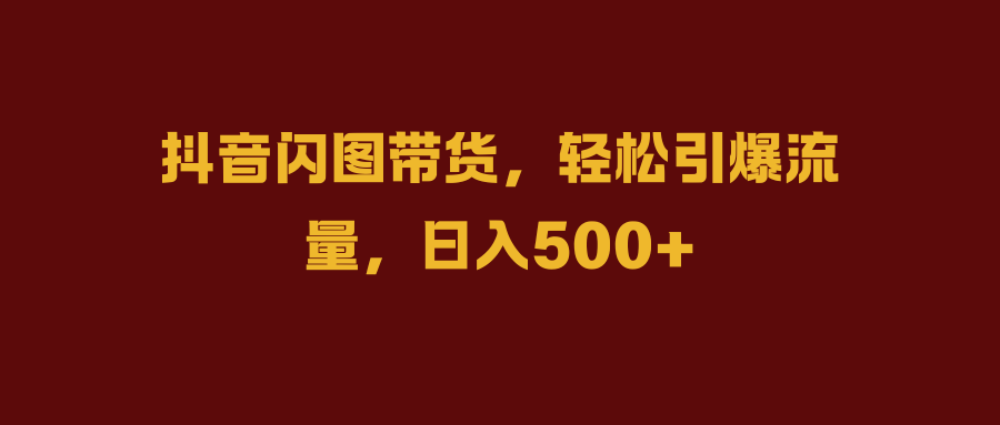 抖音闪图带货，轻松引爆流量，日入500+-网创客