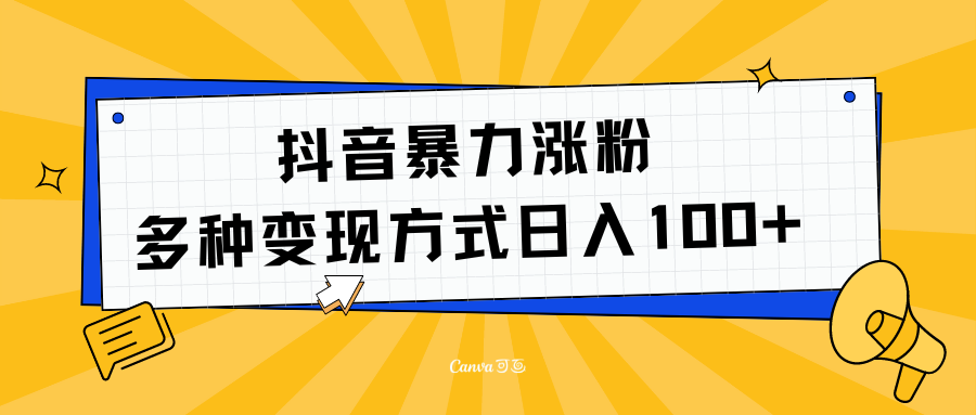 抖音暴力涨粉：多方式变现 日入100+-网创客