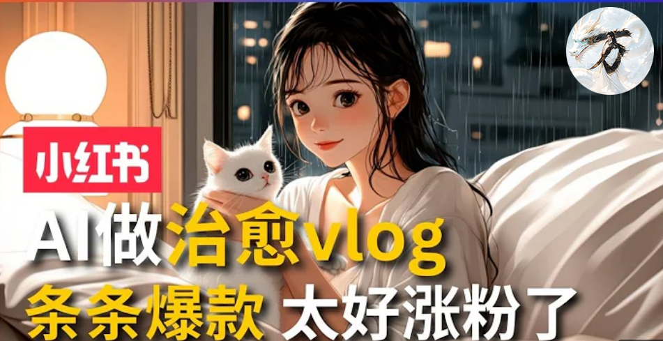 AI治愈系vlog动画视频，小红书7天 涨粉破千，商单报价1500+，0成本制作，日入2000+，有手就会 -网创客