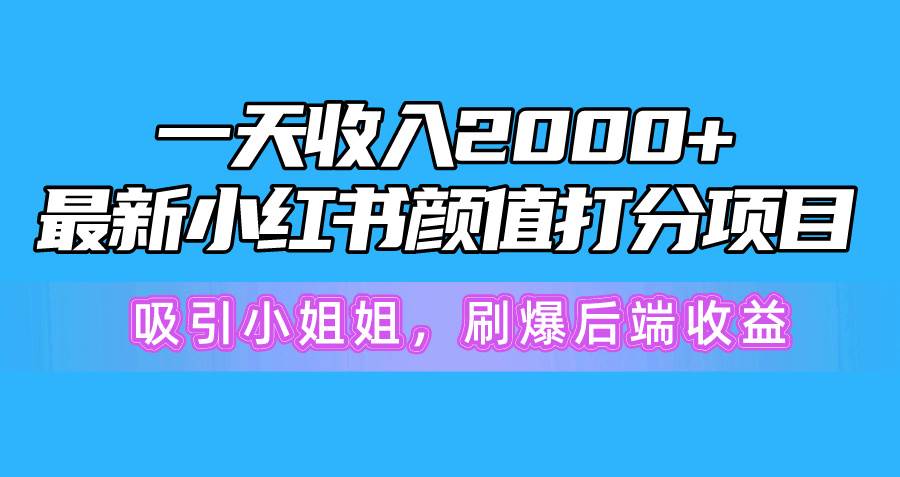 一天收入2000+，最新小红书颜值打分项目，吸引小姐姐，刷爆后端收益-网创客